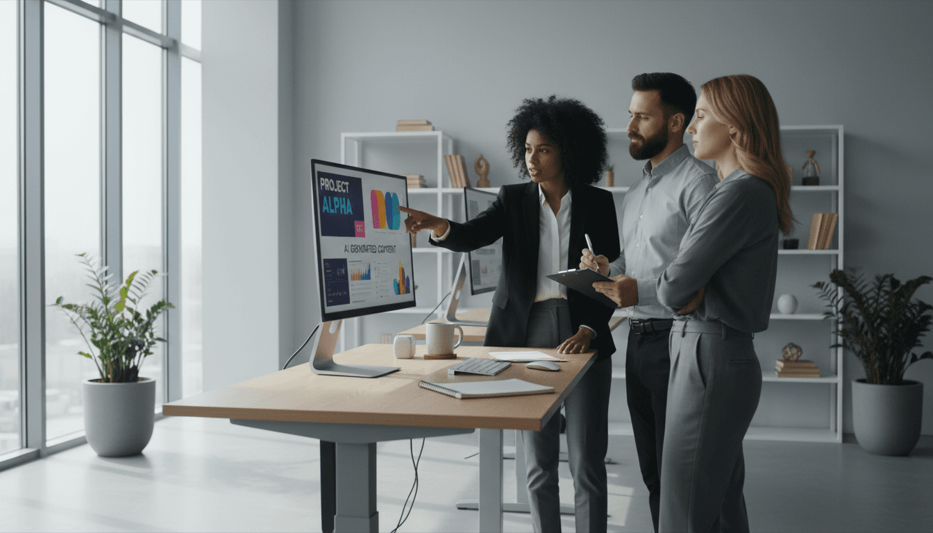 Team collaborating on AI security strategy